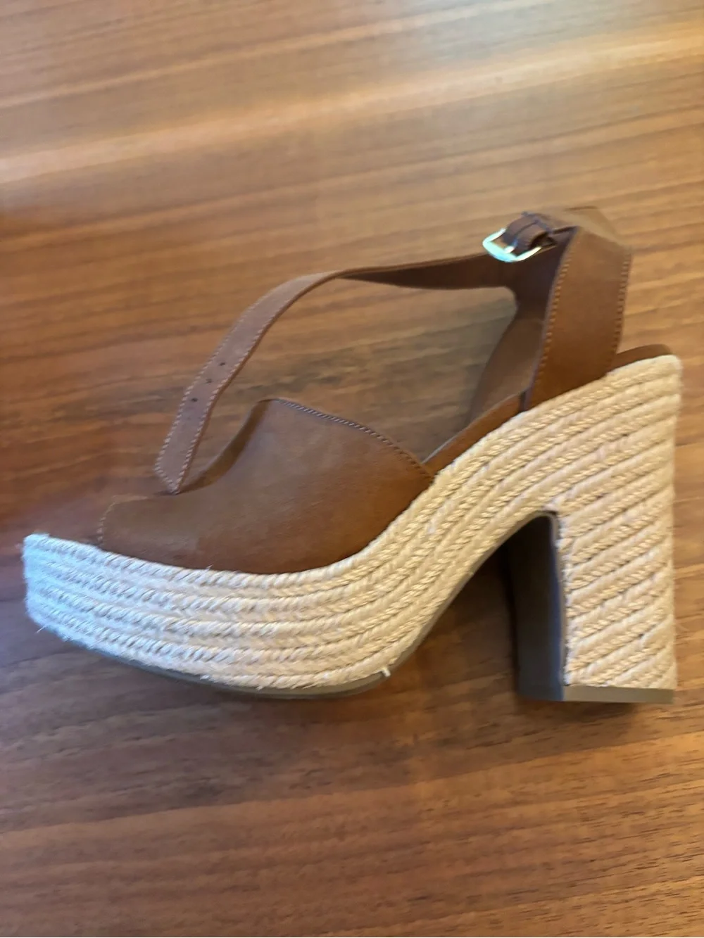 Suede Tan Espadrille Wedge Sandals with Ankle Strap